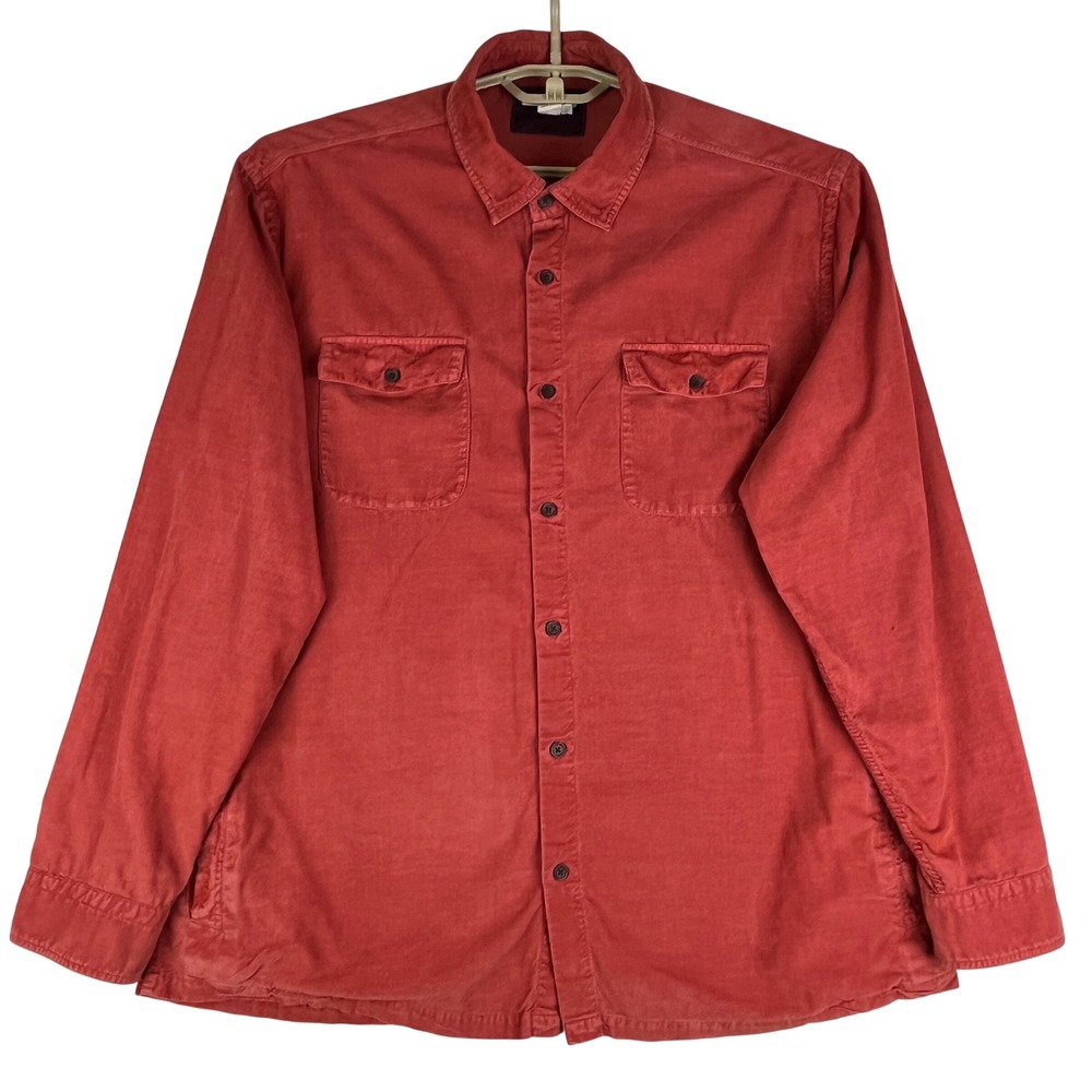 Carbon2Cobalt‎ Corduroy Shirt Mens L Red Long Sleeve Button Down Pocket Utility